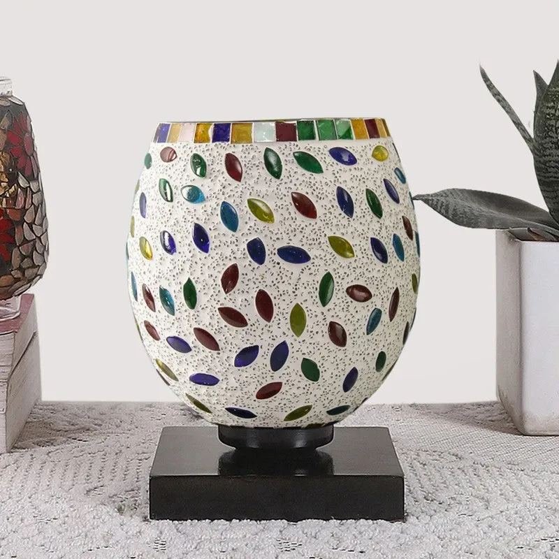 Flarin Mosaic Glass Table Lamp With Wooden Base - Multicolor media 3