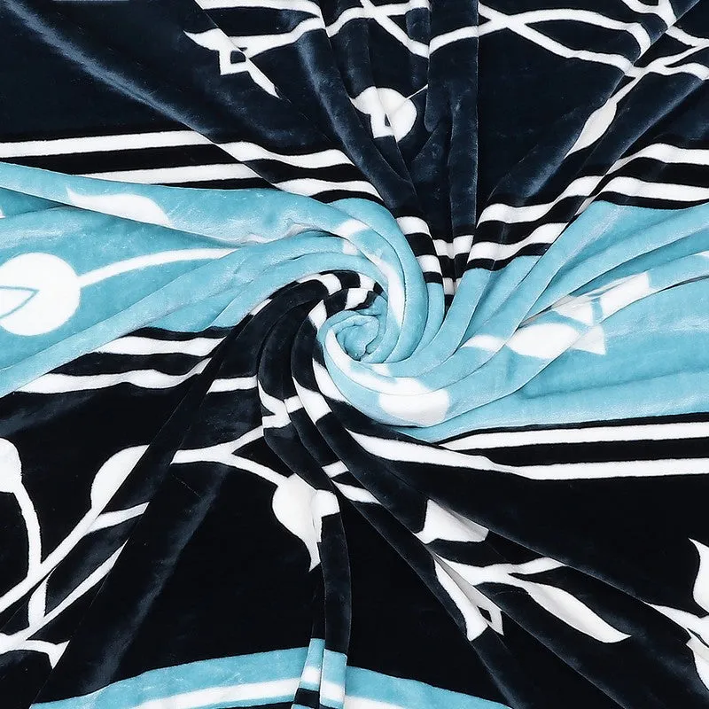 Monte Carlo Ocean Blossom Blanket (Black,Blue)- 550 GSM media 7