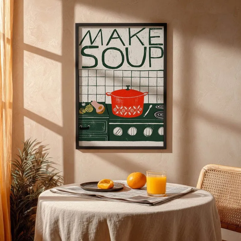 Make Soup Archival Canvas Wall Art - Black media 4