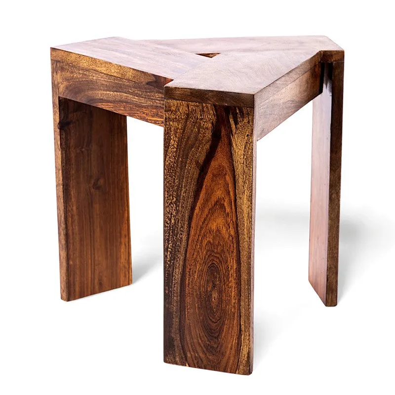 Jverox Sheesham Wooden Side & Bedside Table (Brown) - Set Of Two media 3