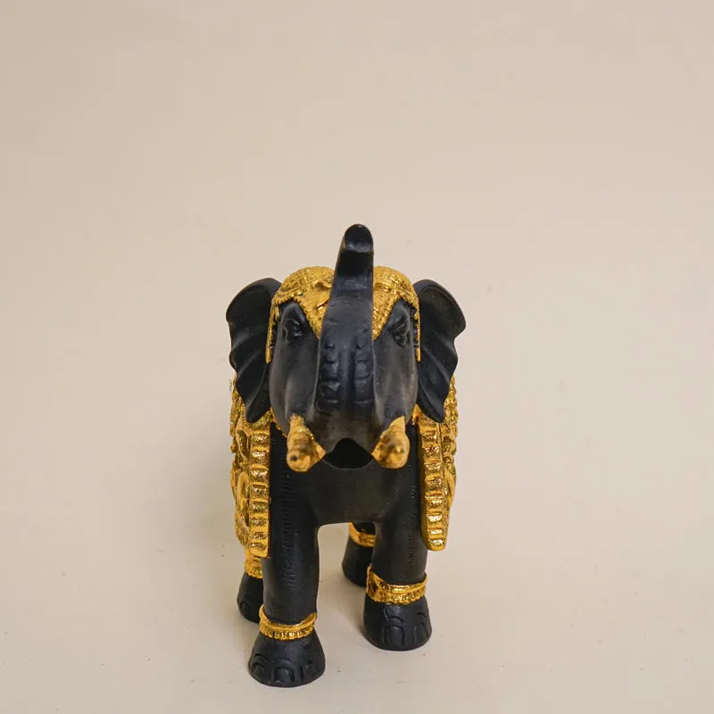 Gilded Gaja Resin Show Piece - Black & Gold media 4