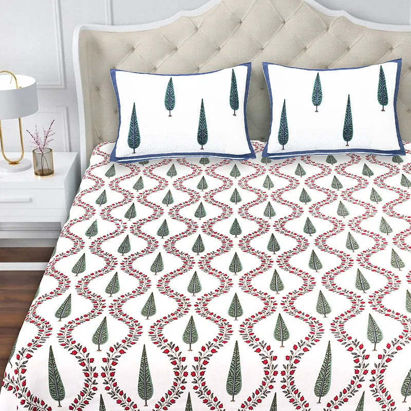 Regalia Cotton Bedsheet (Blue, Green) - 180 TC media 4