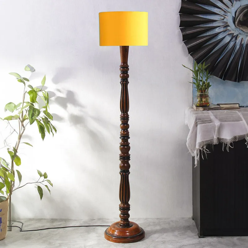 Masiya Vintage Wooden Floor Lamp - Yellow media 3