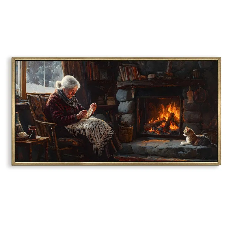 Fireside Canvas Wall Painting With Frame media 3