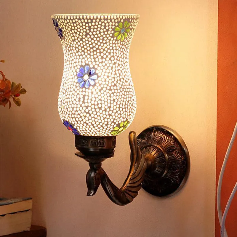 Adva Retro Mosaic Glass & Metal Wall Lamp media 1