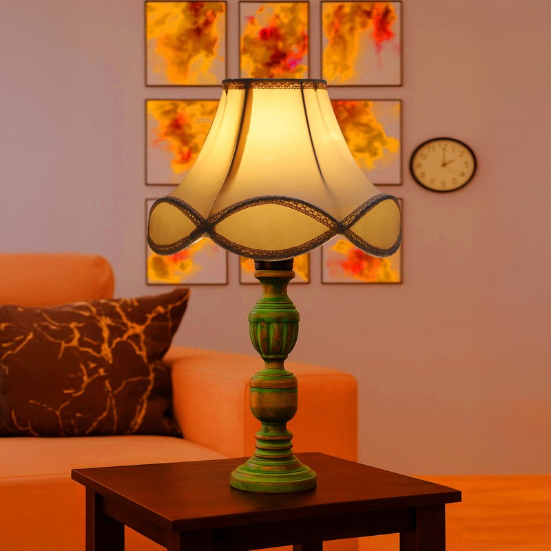 Arvello Myra Wooden Table Lamp - OffWhite