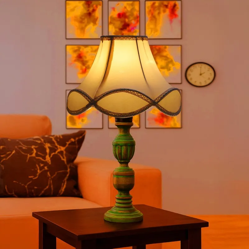 Arvello Myra Wooden Table Lamp - OffWhite media 1