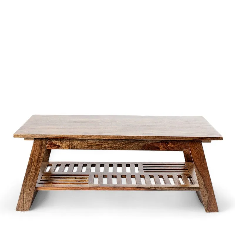 Azvino Sheesham Wooden Center Table - Light Brown media 5