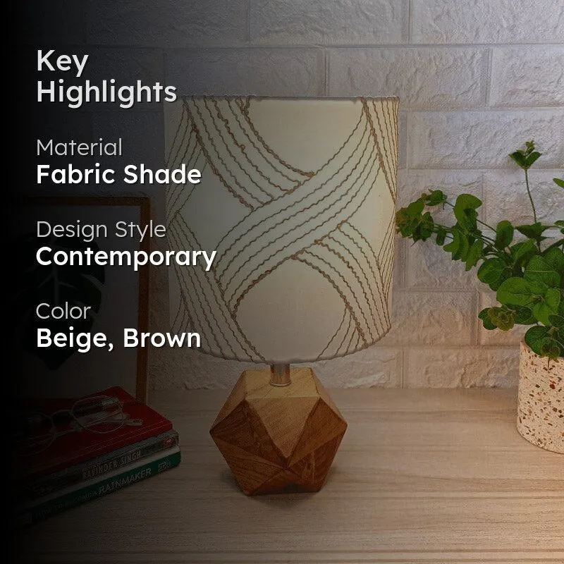 Whimsy Waves Hexa Fabric Table Lamp - Beige,Brown media 2