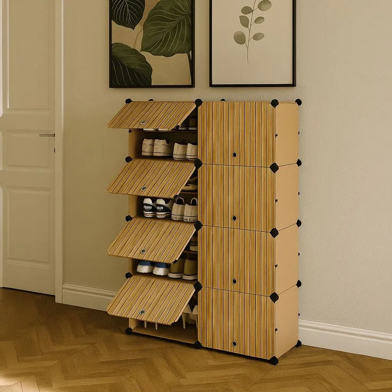 QuietWalk Brown Plastic & Metal Shoe Racks media 3