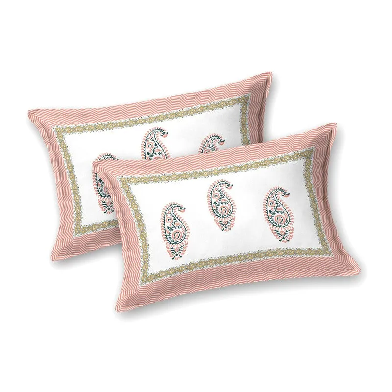 Arta Cotton Bedsheet (Peach,White) - 240 TC media 4