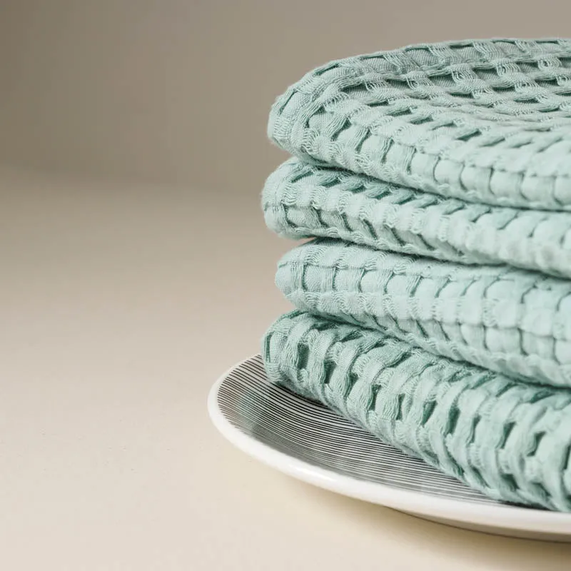 Fluffy Waffle Face Towel (Blue) - Set of Four media 3