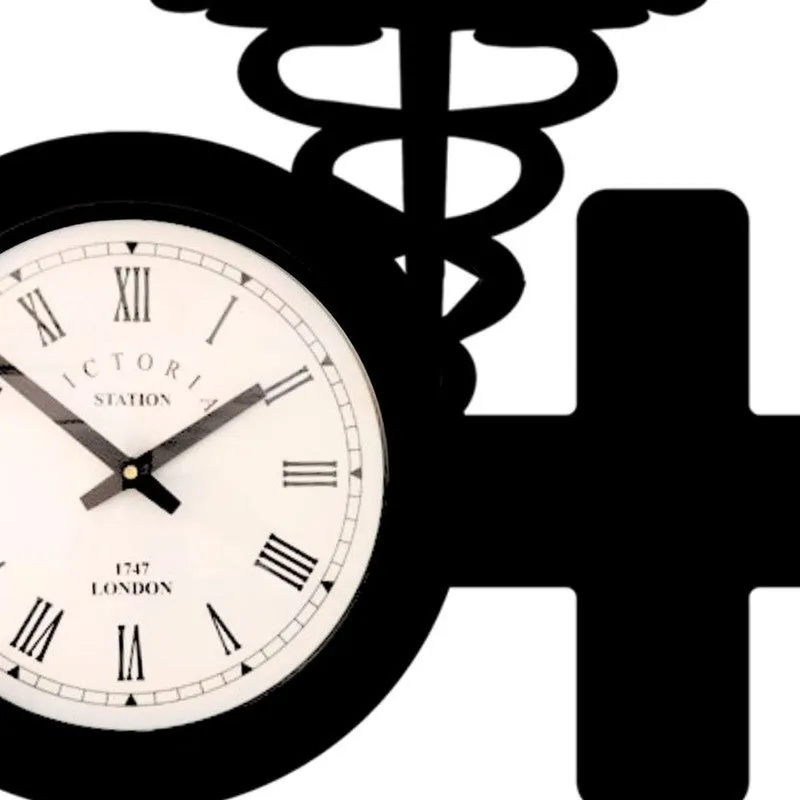 Health Steel Analog Wall Clock - Black media 5