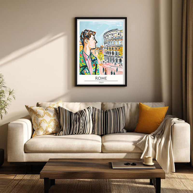 Vintage Rome Framed Canvas Wall Painting