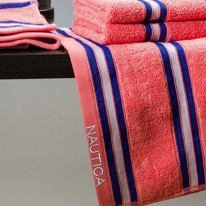 Nautica Dove Dual Down Cotton Hand Towel (Coral) - Set Of Four media 3