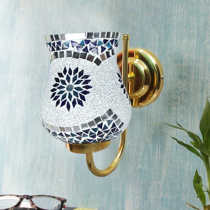 Galora Mosaic Goblet Glass & Metal Wall Lamp media 3