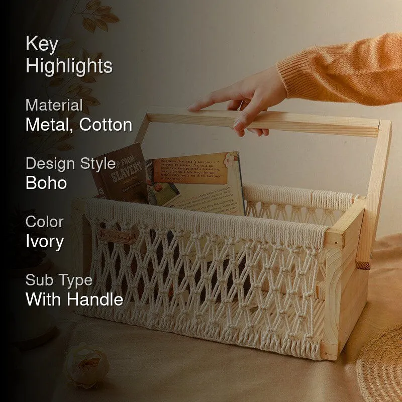 Millie Handcrafted (Metal,Cotton) Storage Basket media 2