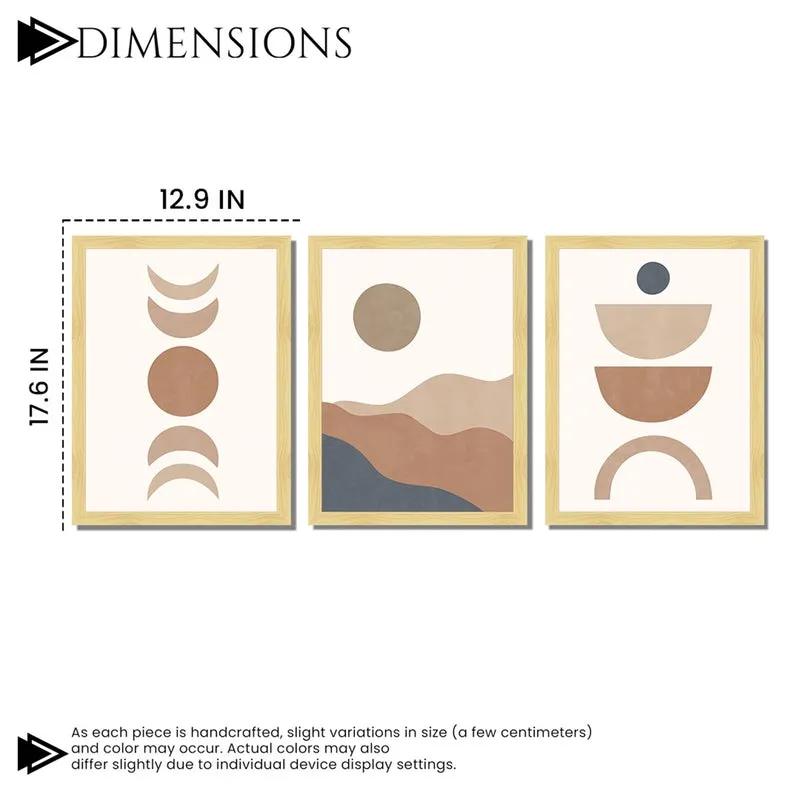 Earth Tone Abstract Wall Painting With Frame - Set Of Three media 7