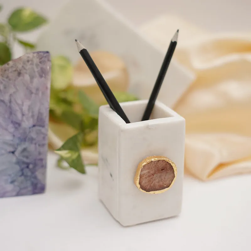 Kade Marble Agate Stationary Holder - Brown media 4