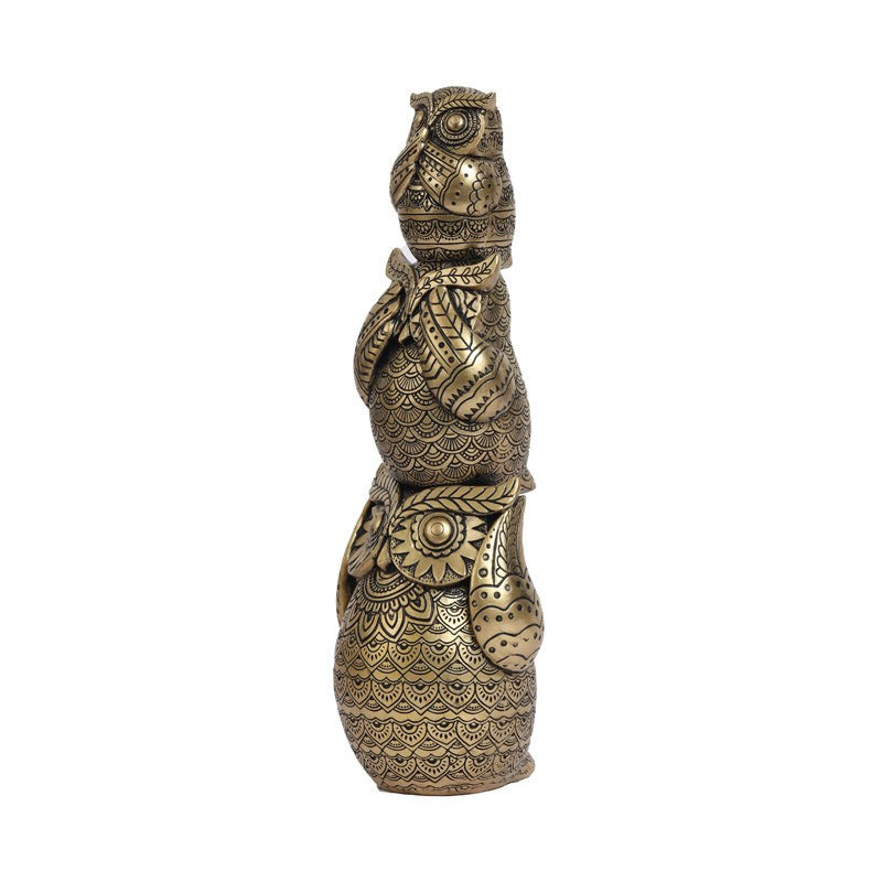 Three Wise Owl Ornate Showpiece image 5