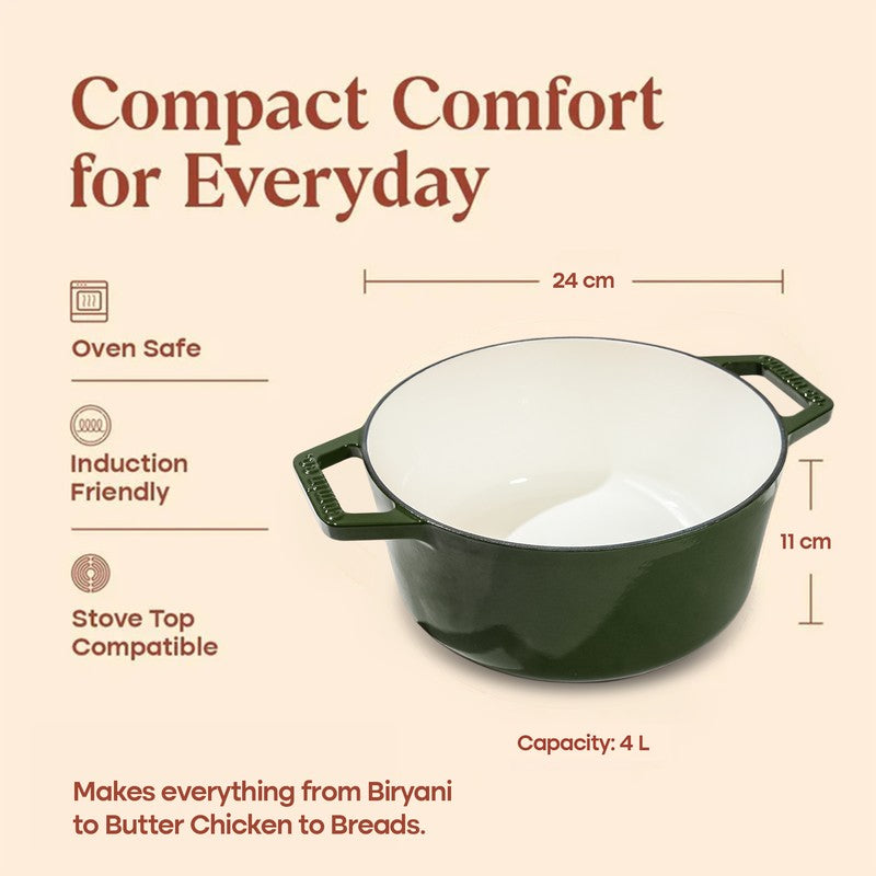 Cumin Co Enamel Cast Iron Cooking Pot (4000 mL) - Green media 9