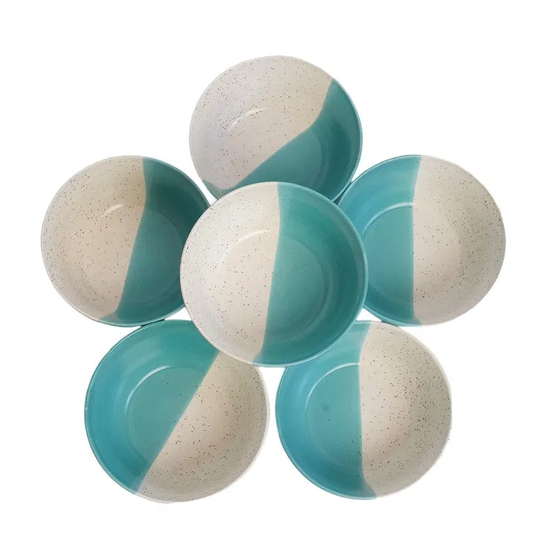 RasoiBite Ceramic Snack Bowls (White,Blue, 200 mL Each) - Set Of Six media 4