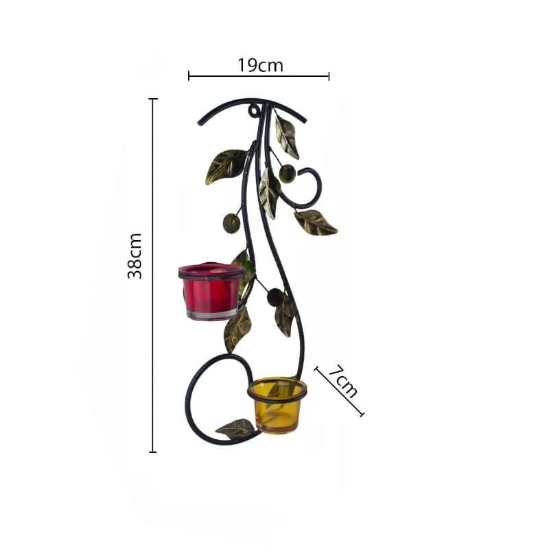 Leafy Vine Luminaire Candle Holder - Red & Yellow media 4