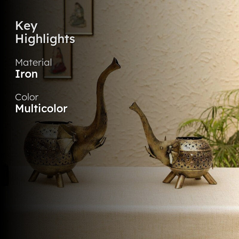 Elephant Tune Tealight Candle Holder - Set Of Two media 2