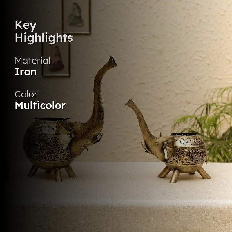 Elephant Tune Tealight Candle Holder - Set Of Two media 2