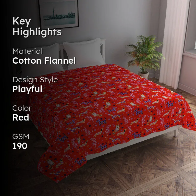 Warm Paws Flannel Duvet Cover (Red) - 190 GSM media 2
