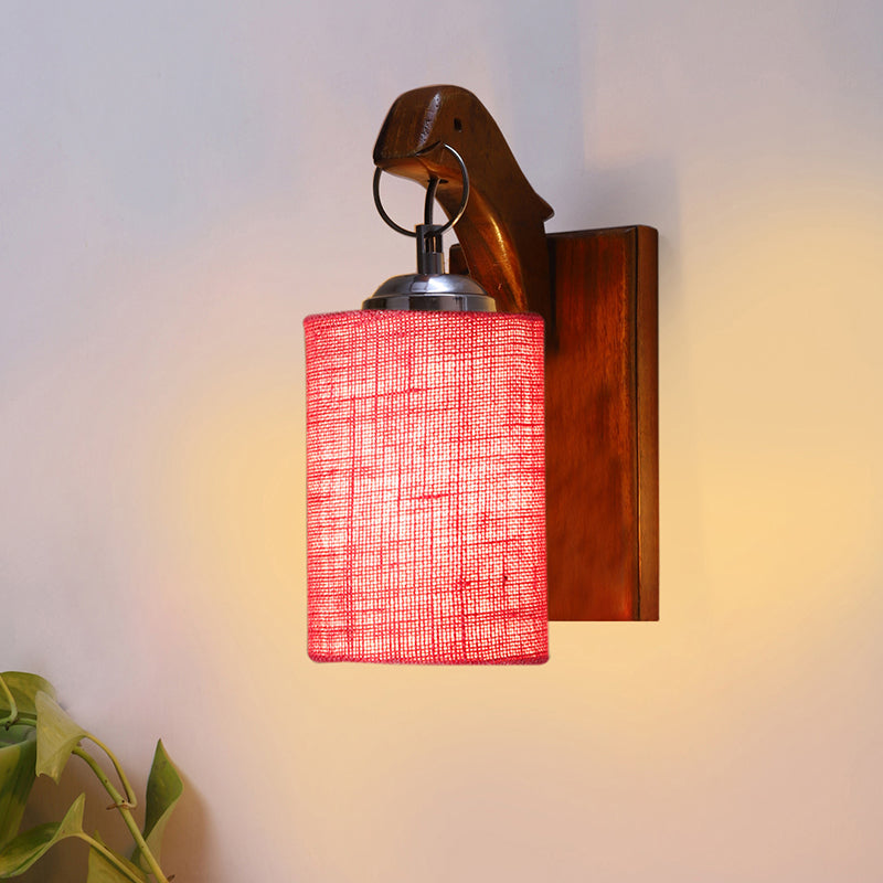 Estrella Jute & Wooden Wall Lamp - Pink