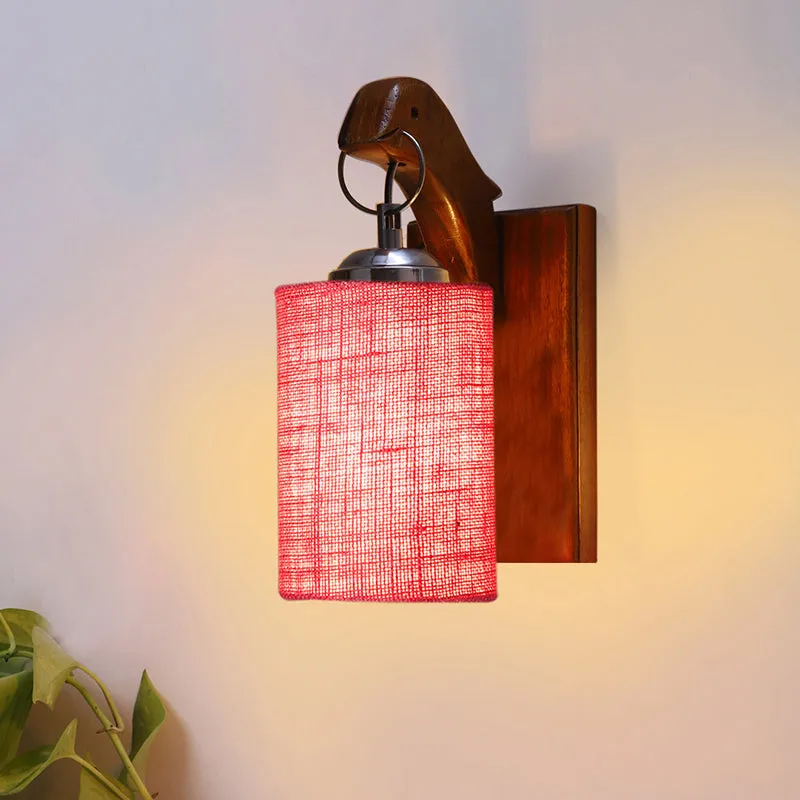 Estrella Jute & Wooden Wall Lamp - Pink media 1