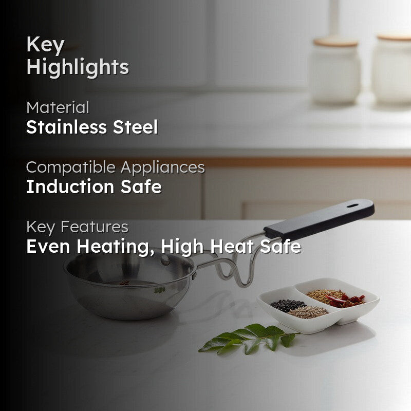 Premium Stainless Steel Tadka Pan with Triply Construction media 2