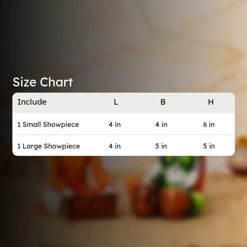 Size chart graphic for the showpiece set