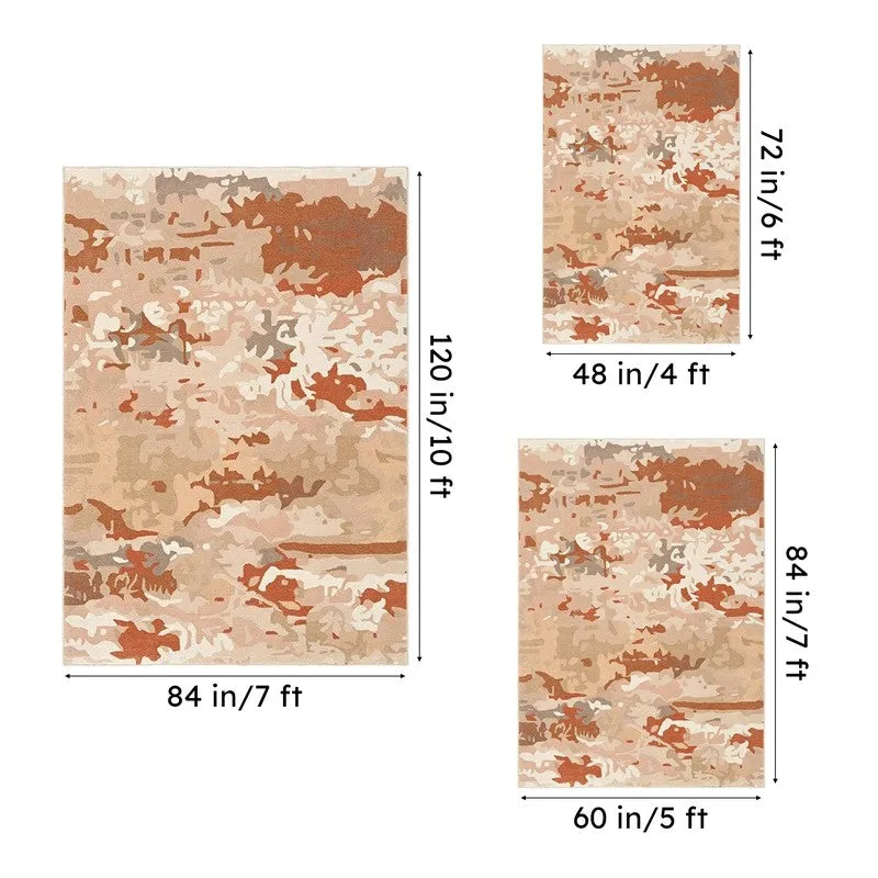 Sobek Hand Tufted Abstract Wool & Nylon Carpet - Rust Brown media 15