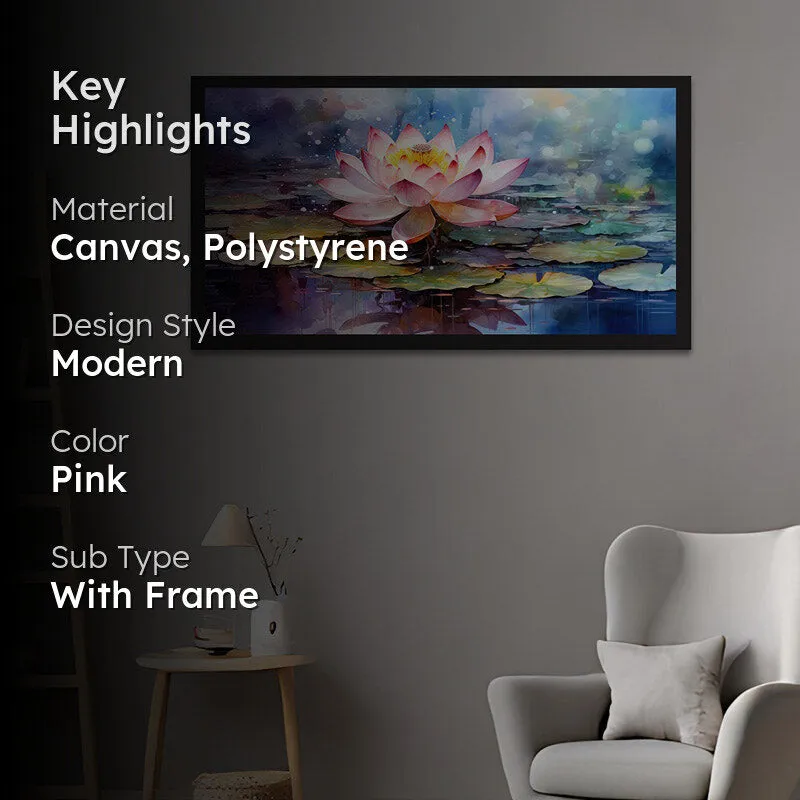 Lotus Blush Canvas Wall Painting With Frame media 2