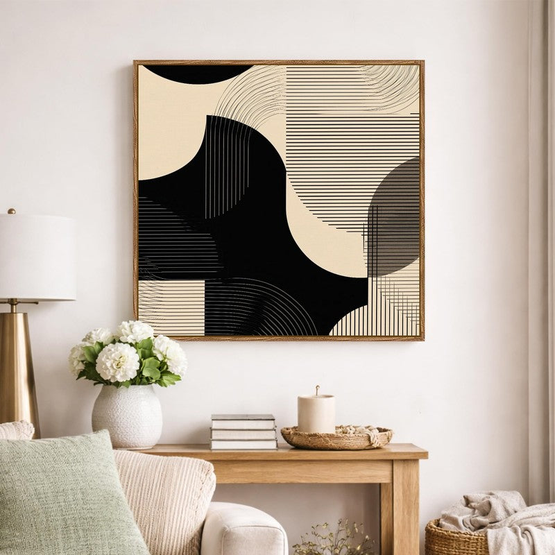 Linear Fusion Canvas Wall Art With Frame