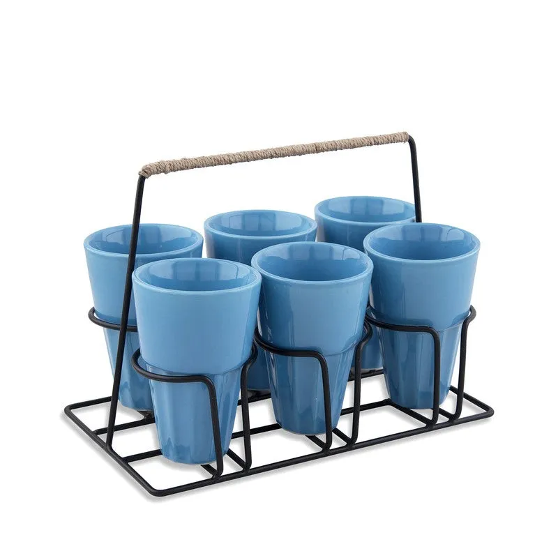 Terra Vibe Kulhad (120 mL,Blue) - Seven Piece Set media 3