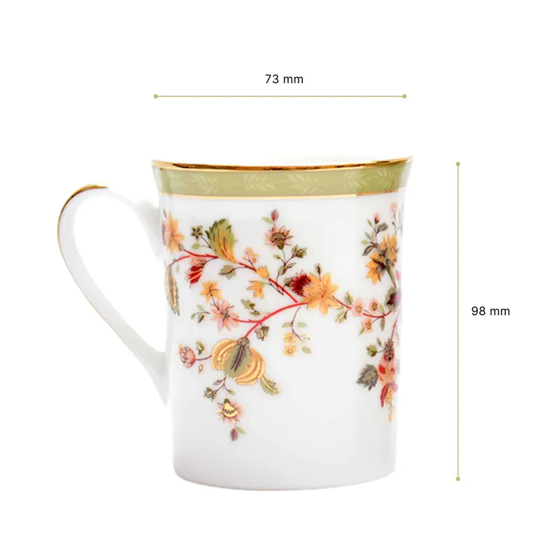 Painted 24k Gold Brushed Porcelain Coffee Mug (300 mL Each) - Set of Two media 10