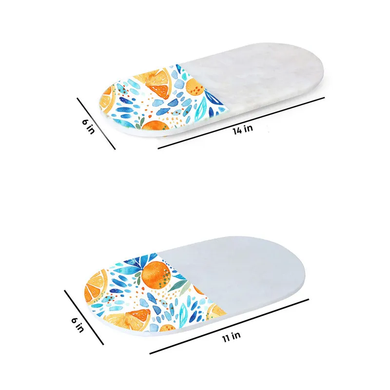 Ovelta Apricot Printed (Marble,Brass) Marble Platter - Set of Two media 5