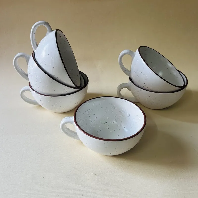 Ceramic Tea Cups (White,240 mL Each) - Set Of Six media 5