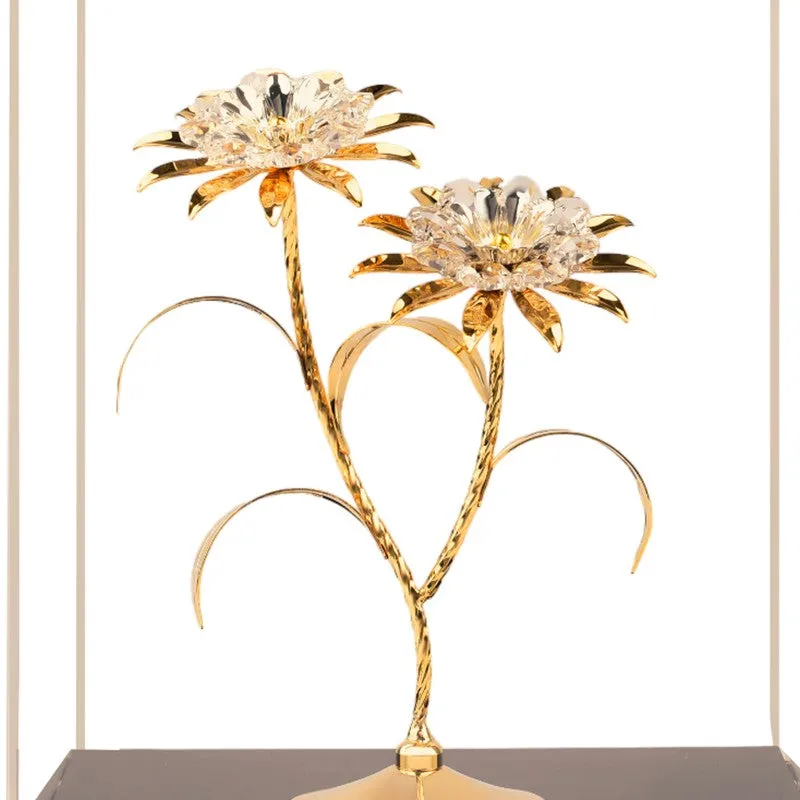 Twin Daisy Elegance 24K Gold Plated Mild Steel Showpiece media 5
