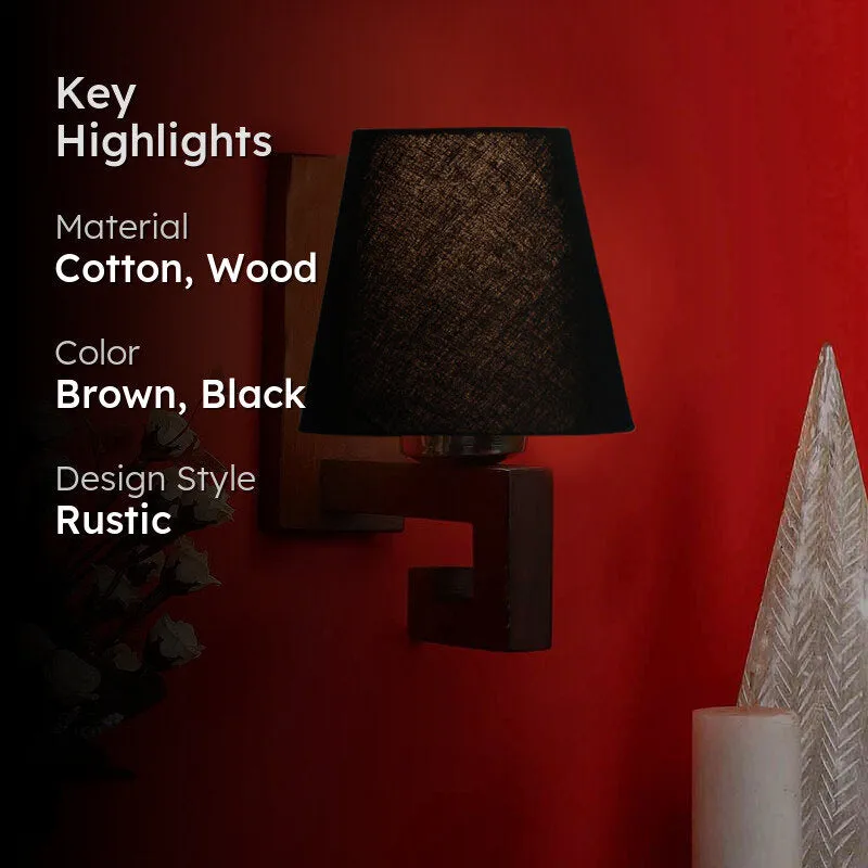 Ebony Conical Wooden Wall Lamp media 2