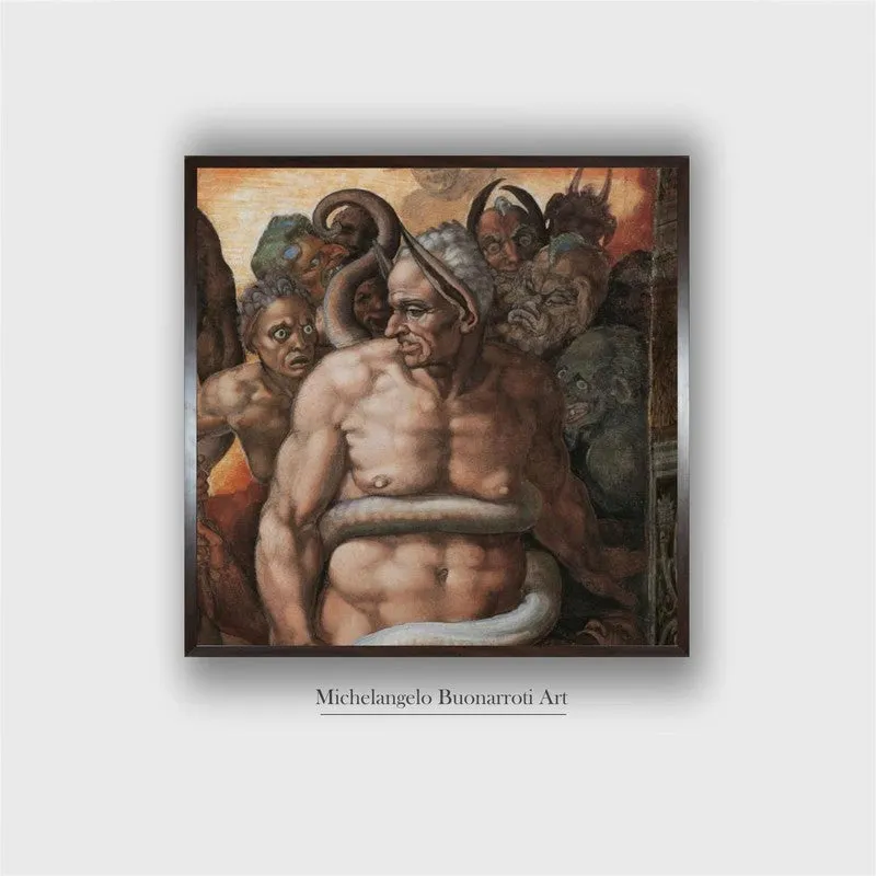 Front view of a framed classical figurative canvas painting on a plain white background