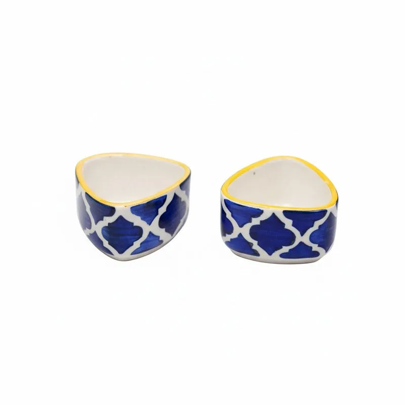 Platore Ceramic Dip Bowls (Blue,Yellow ,40 mL Each) - Set Of Four media 4