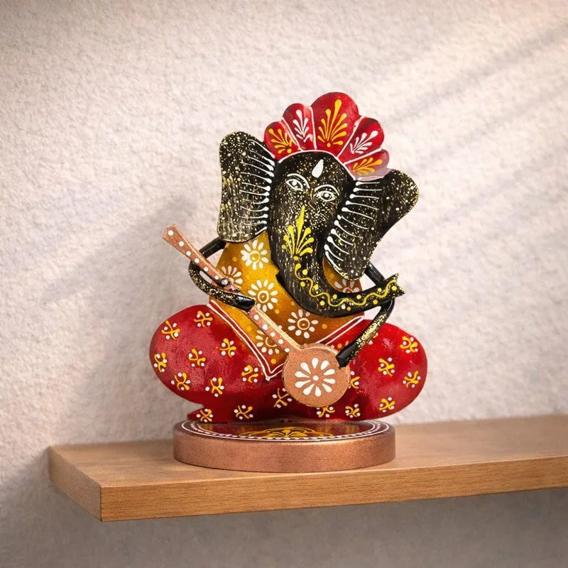 Ganesh Playing Ektara Iron Handcrafted Idol media 1