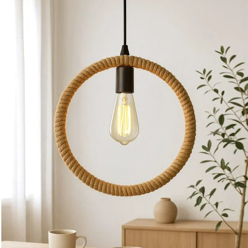 Circled Up Rope Metal Ceiling Lamp media 1