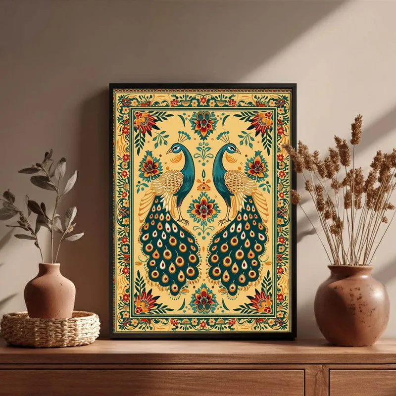 Mayura Folk Art Canvas Wall Painting With Black Frame media 3