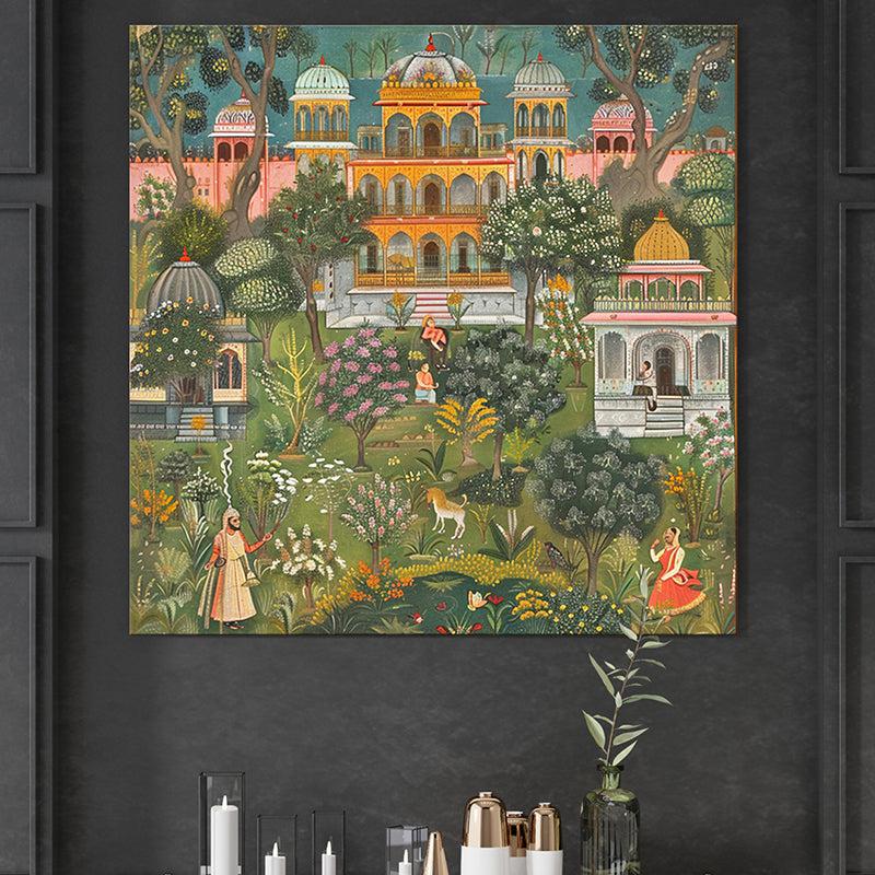 Mughal Garden Tranquility Poly Canvas Wall Painting