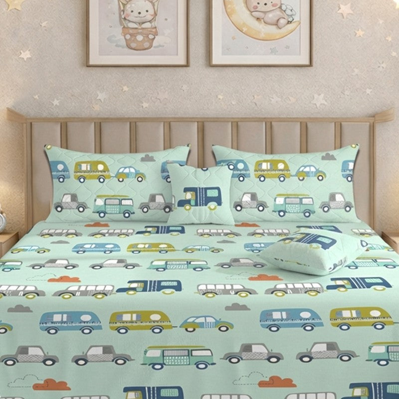 Colorful Wheels GlaceCotton Kids Bedding Set (180 GSM) - Five Piece Set media 5